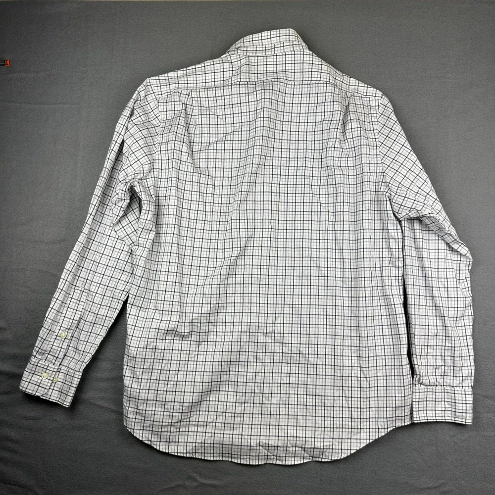 Polo Ralph Lauren Performance Shirt Mens XL White Blue Tattersall Plaid Stretch